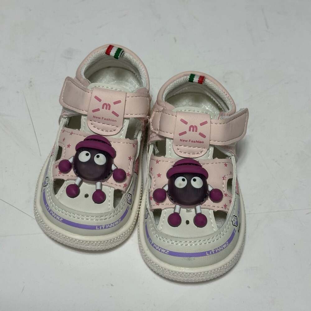 New Fashion Toddler Cartoon Character Closed Toe Sandals Pink and White